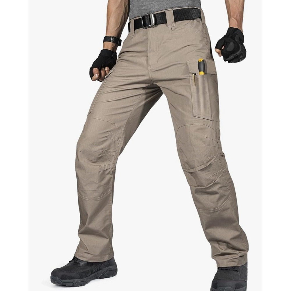 Men's Tactical Cargo Pants, Water Resistance, Comfort Stretch, Tan.SIZE XL, [G]